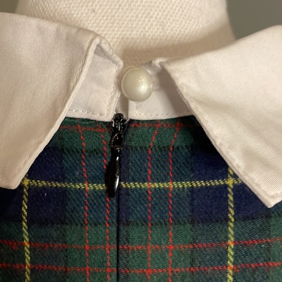 ALLEGRA K LONG SLEEVE PETER PAN COLOR GREEN/BLUE PLAID DRESS - Picture 6 of 13